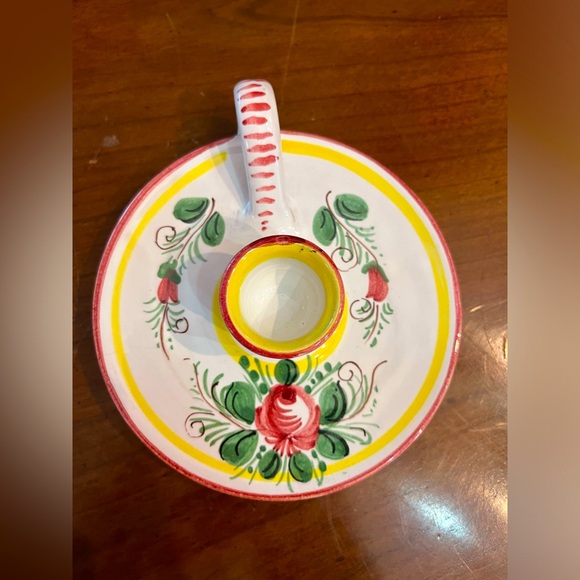 Siena Italian Hand Painted Ceramic Looped Candlestick Holder Decor - Picture 6 of 8